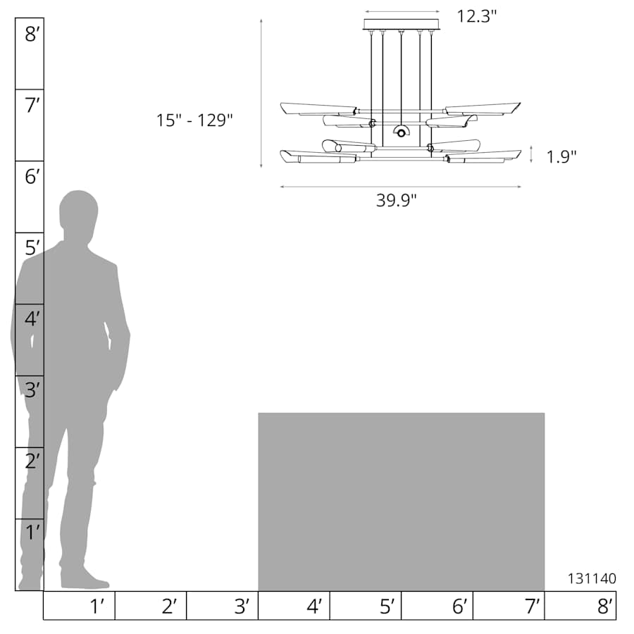 Hubbardton Forge Flight 10 Light 40" Wide Multi Light Pendant