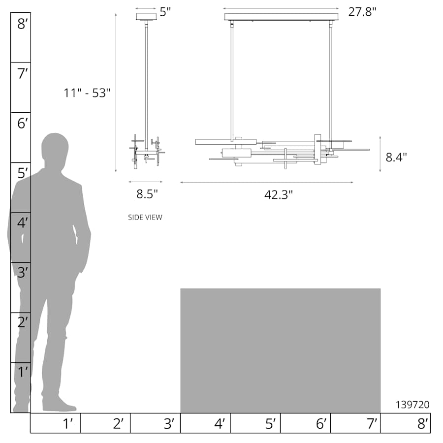 Hubbardton Forge Planar 42" Wide Linear Pendant