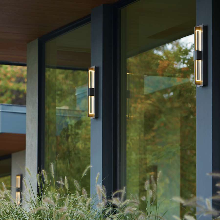 Hubbardton Forge Double Axis 2 Light 24" Tall LED Outdoor Wall Sconce with Customizable Glass Shade