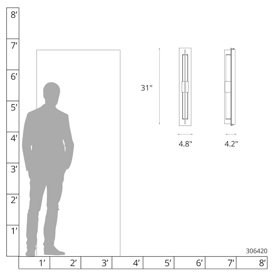 Hubbardton Forge Double Axis 31" Tall LED Outdoor Wall Sconce