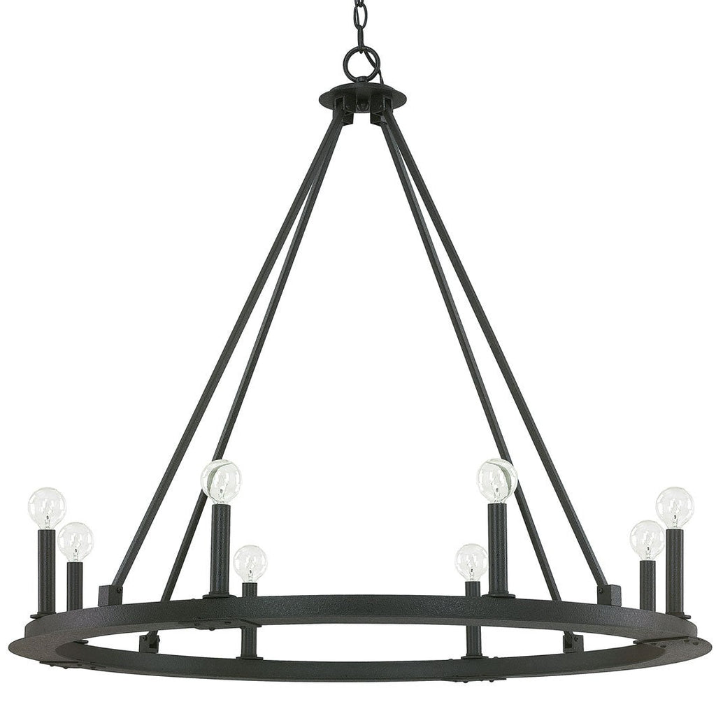Industrial Iron Eight Light Chandelier