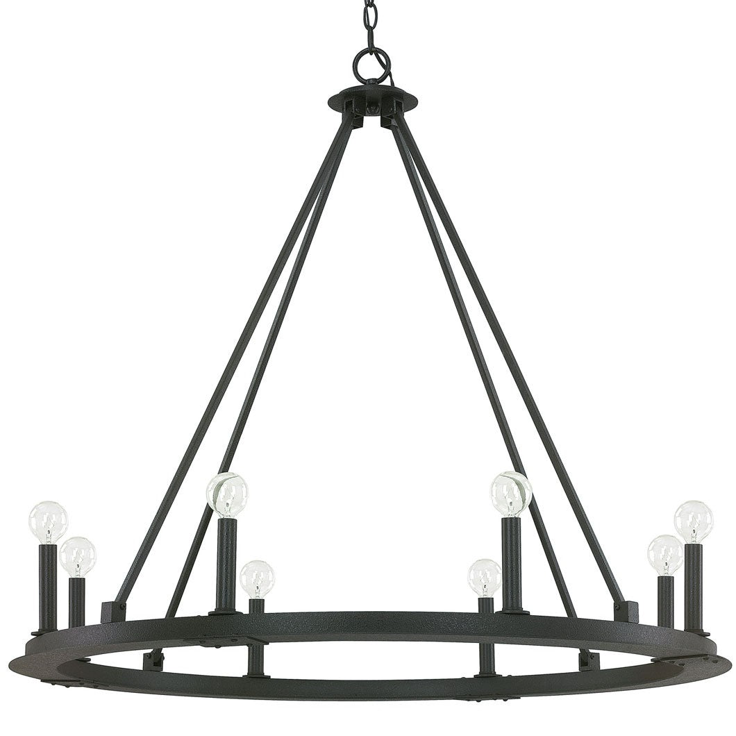 Industrial Iron Eight Light Chandelier