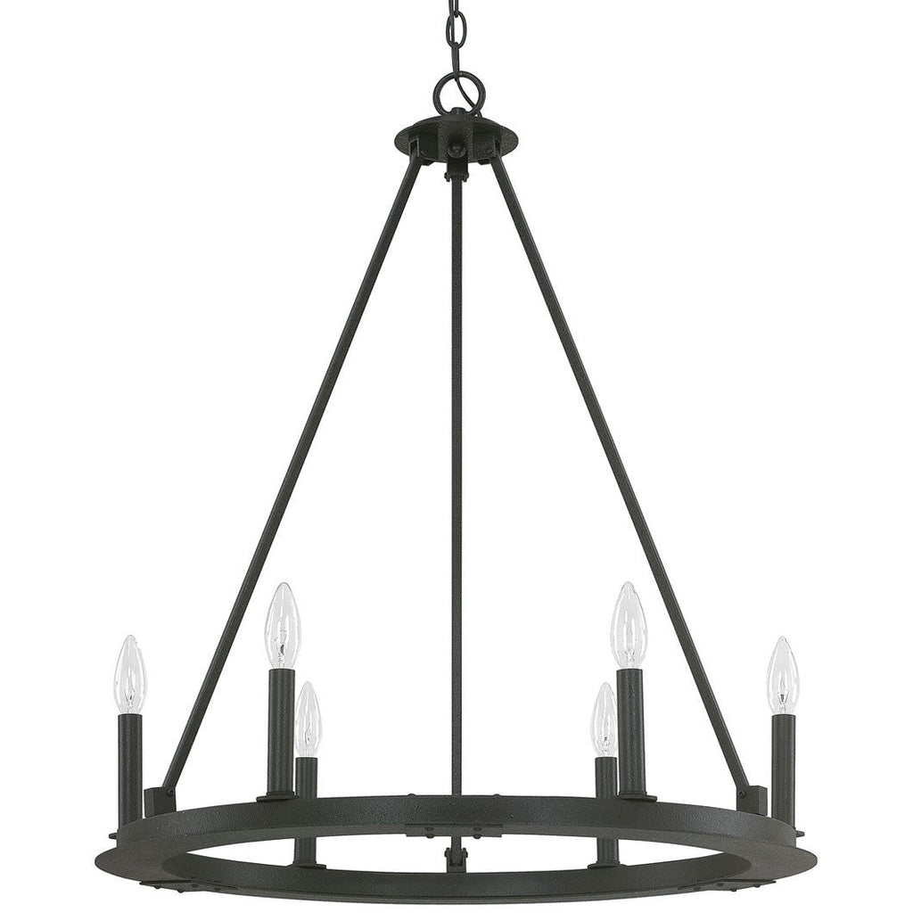 Industrial Iron Eight Light Chandelier