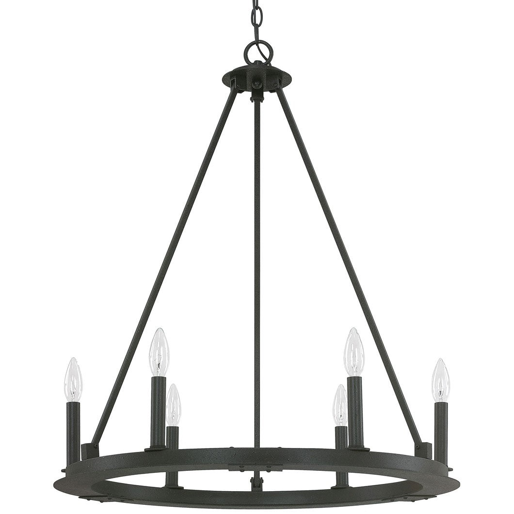 Industrial Iron Eight Light Chandelier