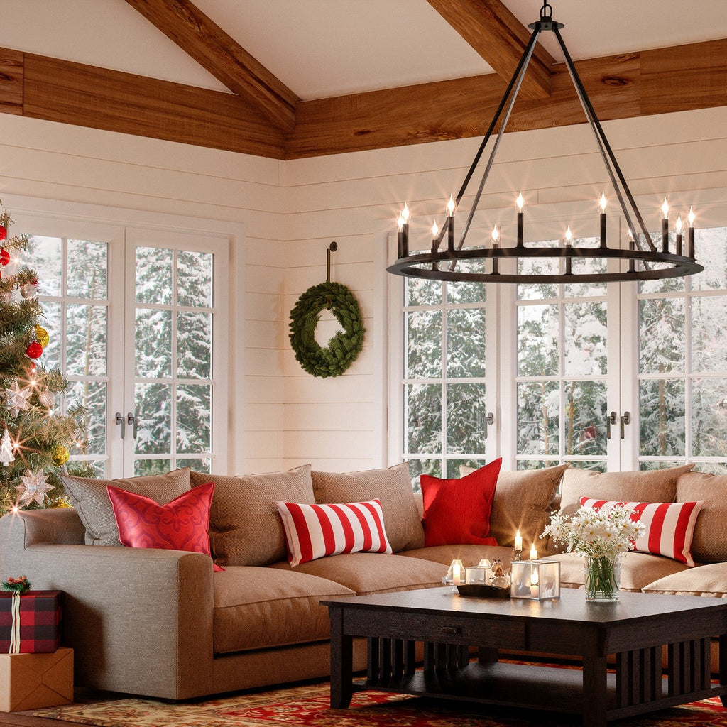 Industrial Iron Eight Light Chandelier