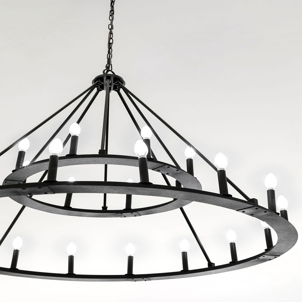 Industrial Iron Eight Light Chandelier