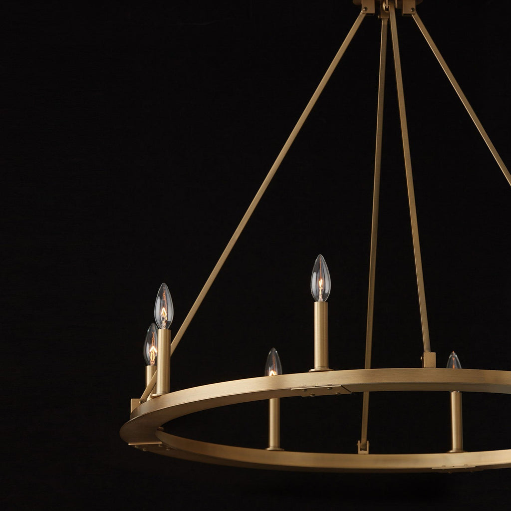 Industrial Iron Eight Light Chandelier