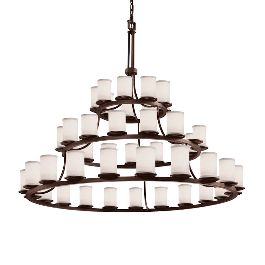 Justice Design Group Textile 45 Light 60" Wide Ring Chandelier with White Shade