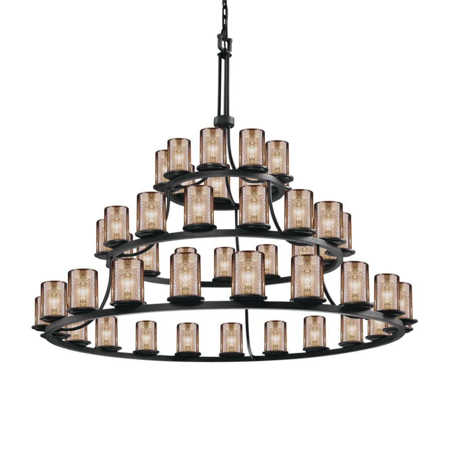 Justice Design Group Fusion 45 Light 60" Wide Pillar Candle Style Chandelier with Mercury Glass Shades