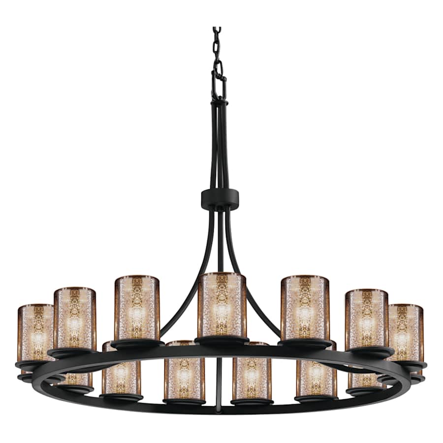 Justice Design Group Fusion 42" Wide Ring Chandelier with Mercury Shades