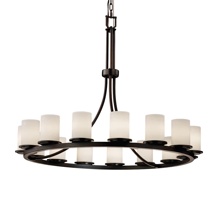 Justice Design Group Fusion 42" Wide Ring Chandelier with Opal Shades