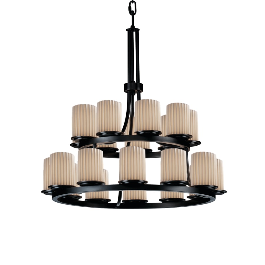 Justice Design Group Limoges 21 Light 33" Wide Pillar Candle Chandelier with Translucent Porcelain Shades