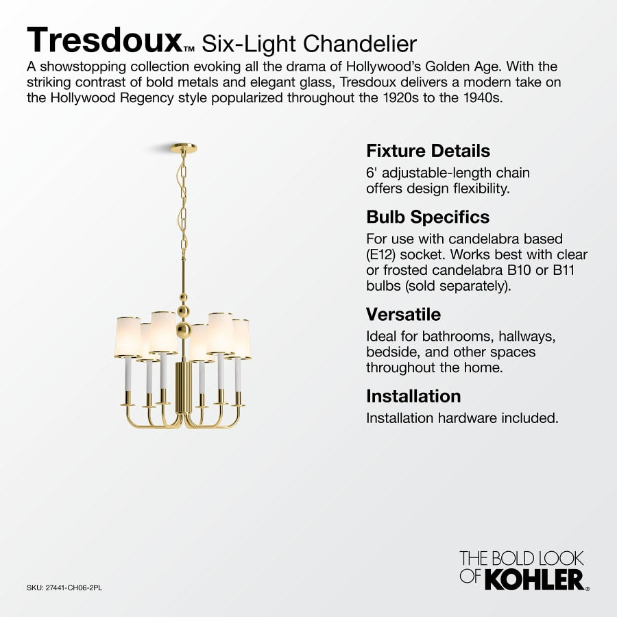 Kohler Lighting Tresdoux 6 Light 24" Wide Chandelier