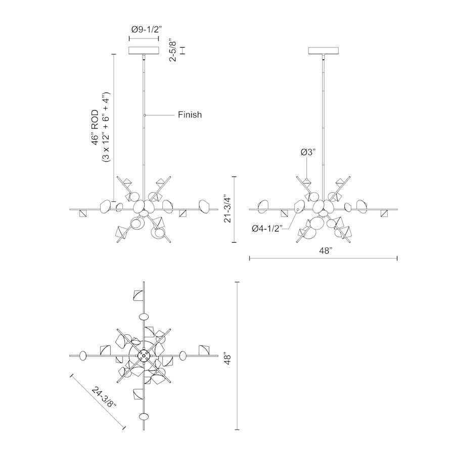 Kuzco Lighting Geode 48" Wide LED Abstract Sputnik Chandelier