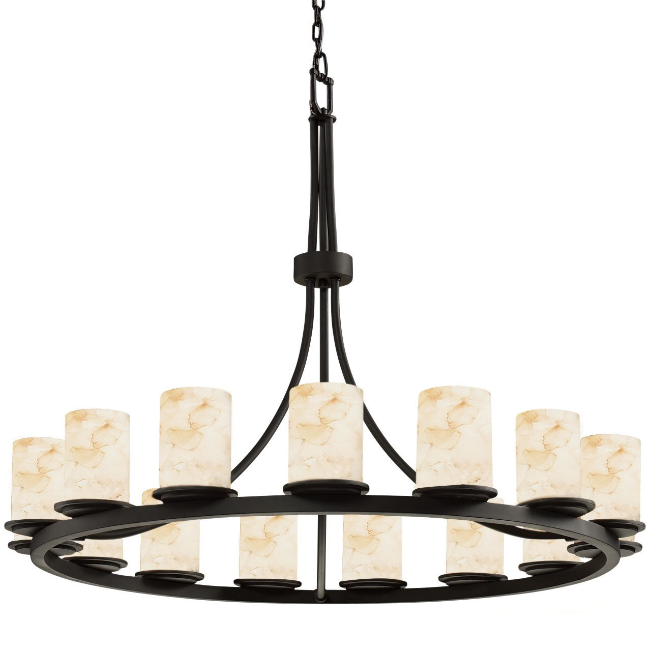 Matte Black Alabaster Tier Chandelier