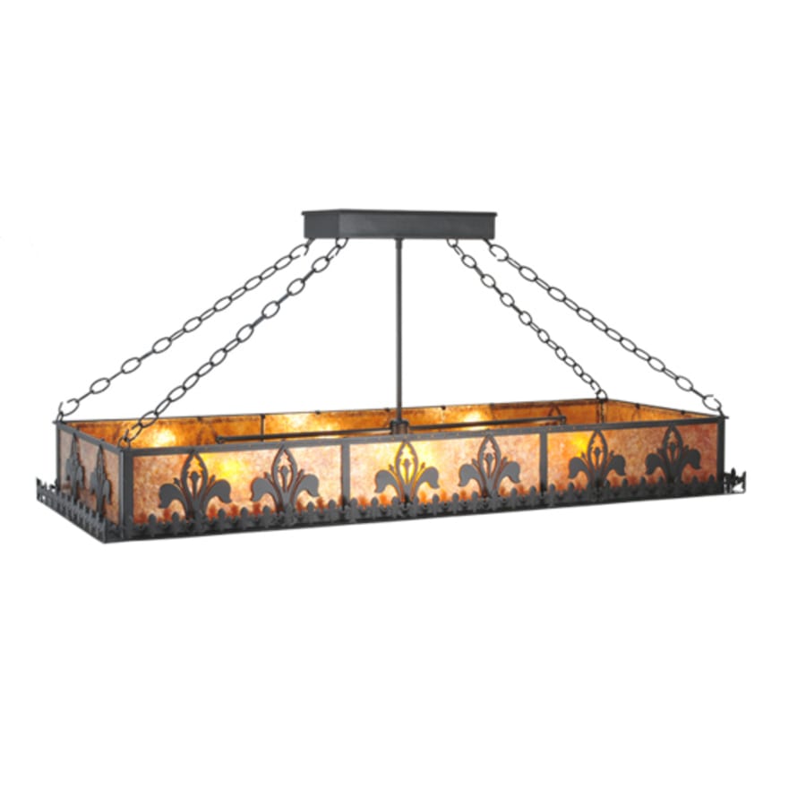 Meyda Tiffany Fleur-de-lis 6 Light 48" Wide Suspension Linear Pendant