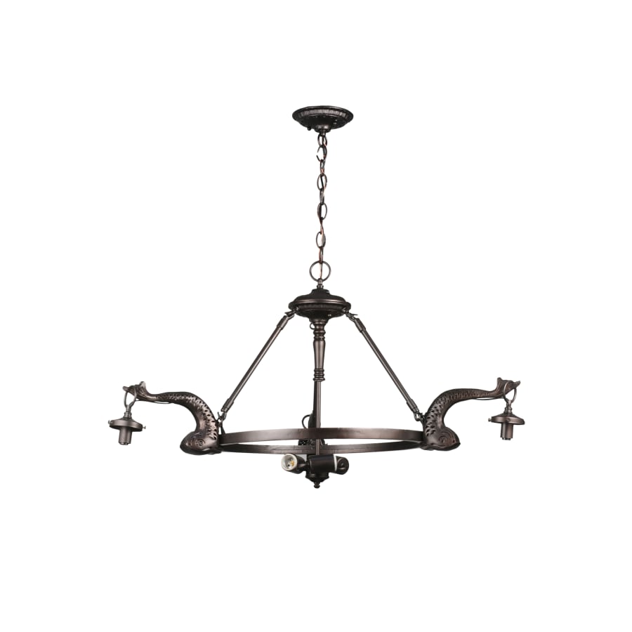 Meyda Tiffany 36" W Leaping Trout 3 Arm Chandelier