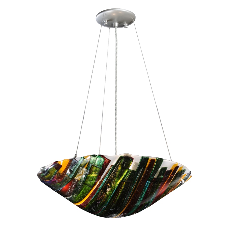 Meyda Tiffany 18" W Penna Di Pavone Fused Glass Inverted Pendant