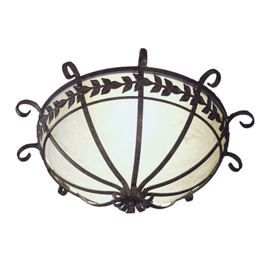 Meyda Tiffany Florentine 2 Light 24" Wide Flush Mount Bowl Ceiling Fixture with White Shade - Pompeii Gold Finish