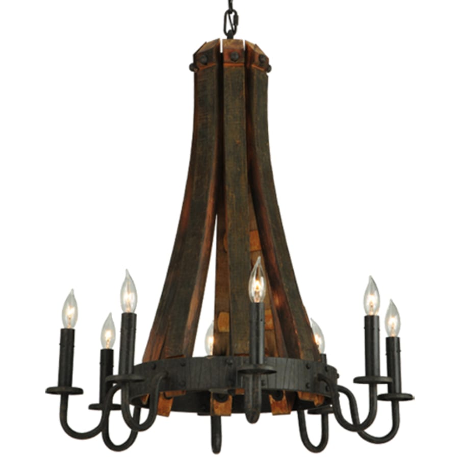 Meyda Tiffany Barrel Stave Madera 8 Light 24" Wide Taper Candle Style Chandelier