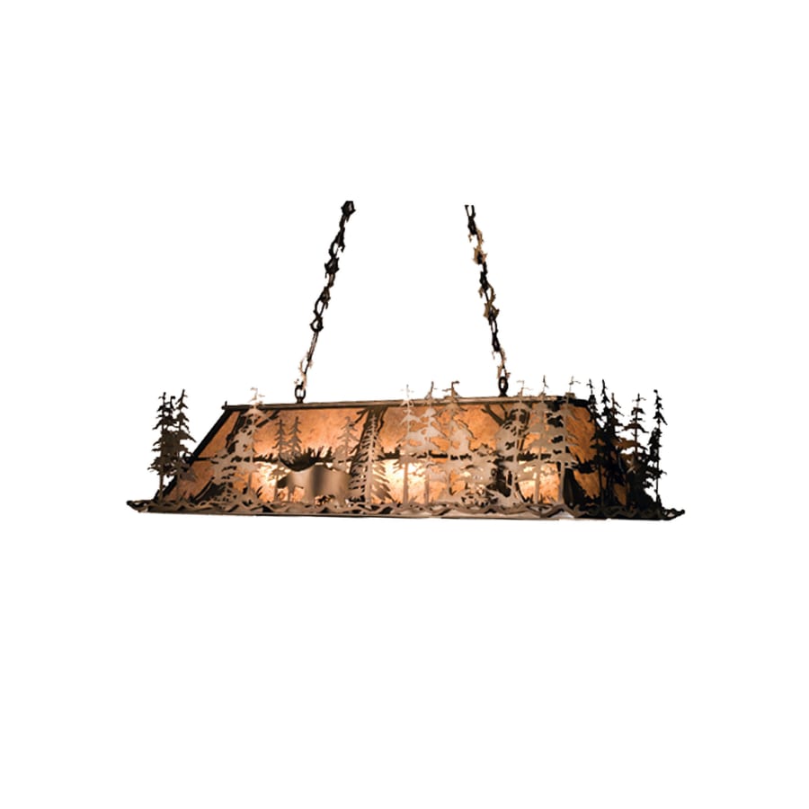 Meyda Tiffany Moose at Dusk 9 Light 54" Wide Billiard Chandelier with Silver Mica Shade