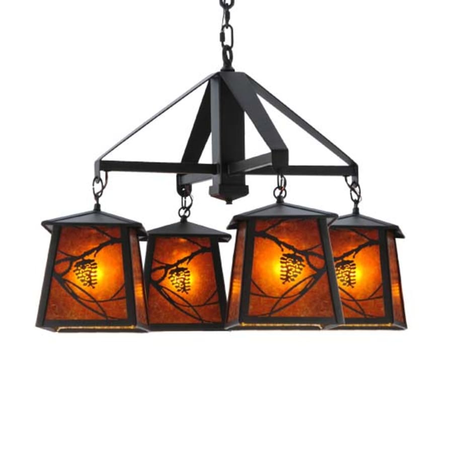 Meyda Tiffany Whispering Pines 4 Light 28" Wide Chandelier