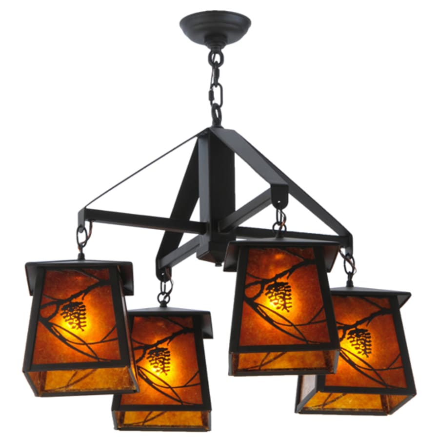 Meyda Tiffany Whispering Pines 4 Light 28" Wide Chandelier