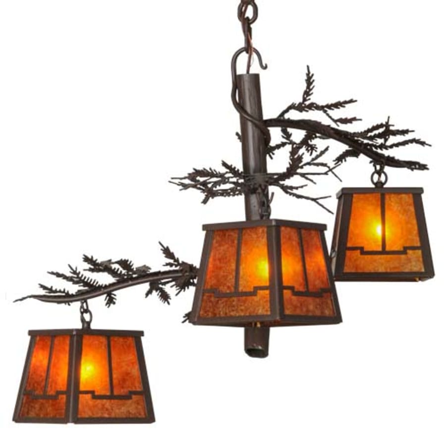 Meyda Tiffany Pine Branch Valley View 3 Light 28" Wide Chandelier
