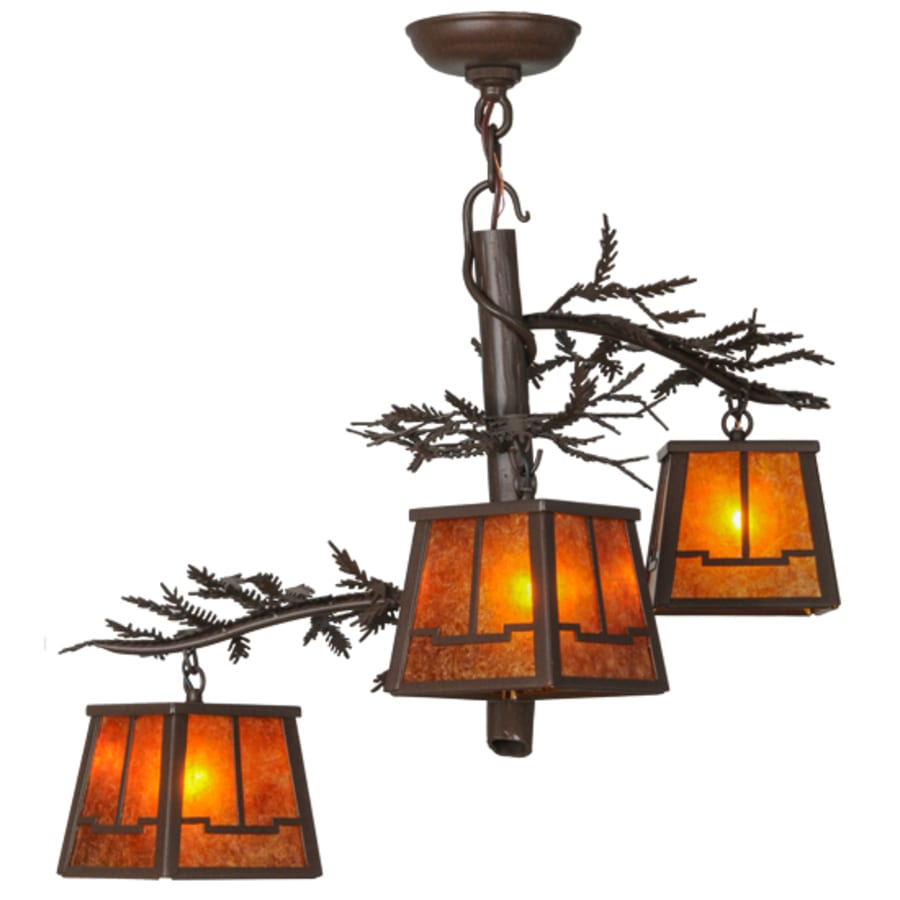 Meyda Tiffany Pine Branch Valley View 3 Light 28" Wide Chandelier