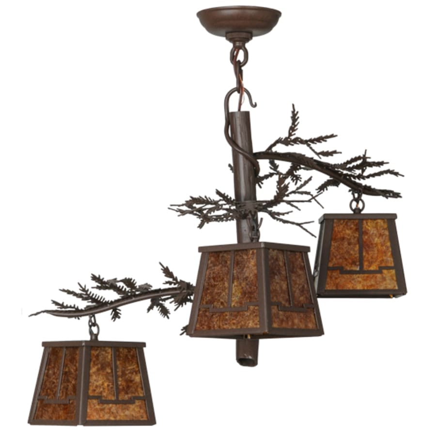 Meyda Tiffany Pine Branch Valley View 3 Light 28" Wide Chandelier