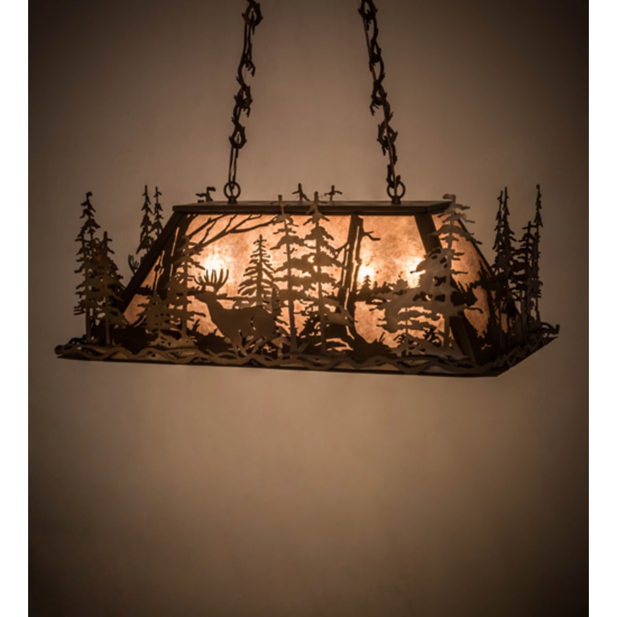 Meyda Tiffany Deer through the Trees 5 Light 34" Wide Linear Pendant
