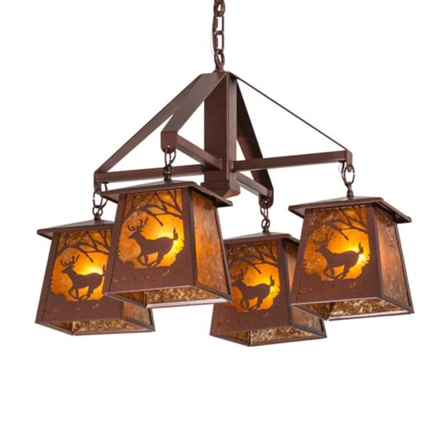 Meyda Tiffany Deer at Dawn 4 Light 28" Wide Chandelier