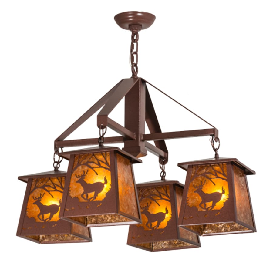 Meyda Tiffany Deer at Dawn 4 Light 28" Wide Chandelier