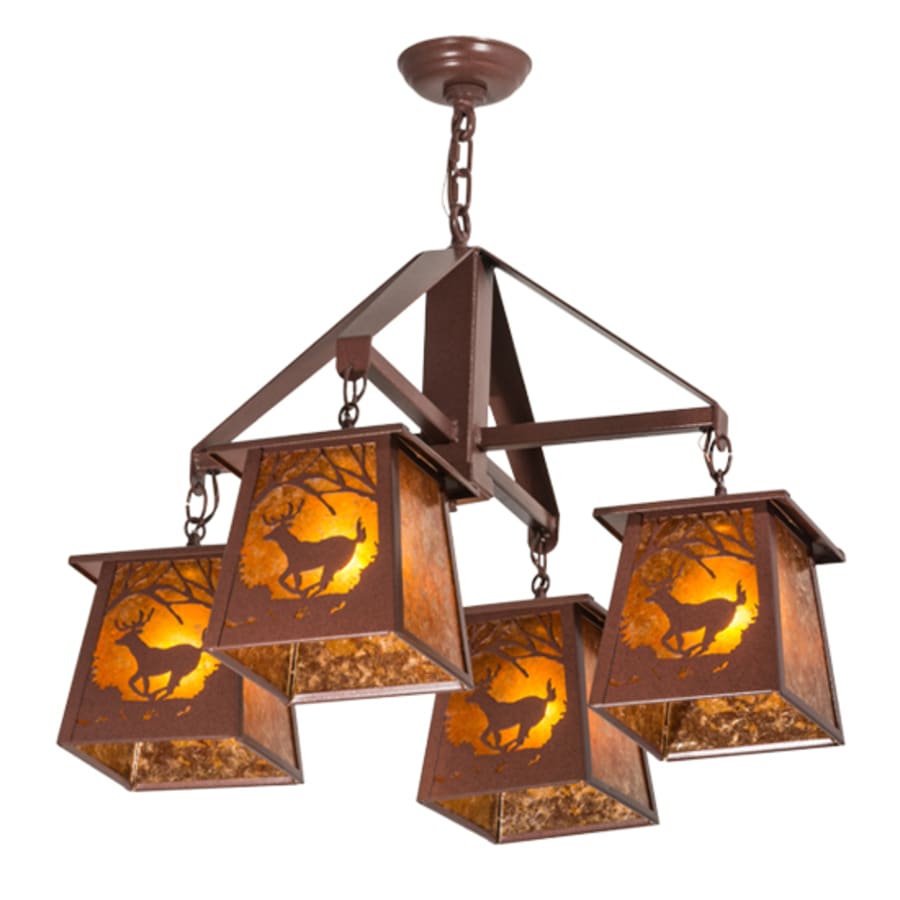 Meyda Tiffany Deer at Dawn 4 Light 28" Wide Chandelier