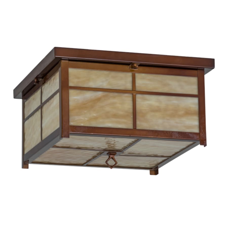 Meyda Tiffany Mission 4 Light 24" Wide Flush Mount Square Ceiling Fixture - Transparent Copper Finish