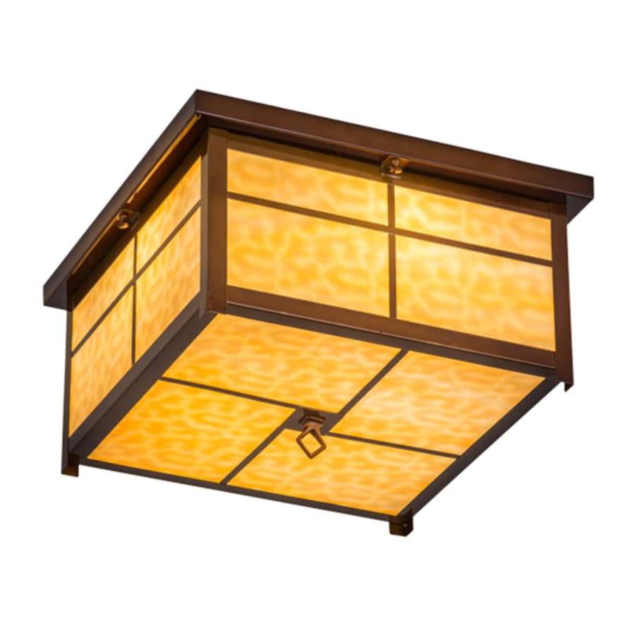 Meyda Tiffany Mission 4 Light 24" Wide Flush Mount Square Ceiling Fixture - Transparent Copper Finish