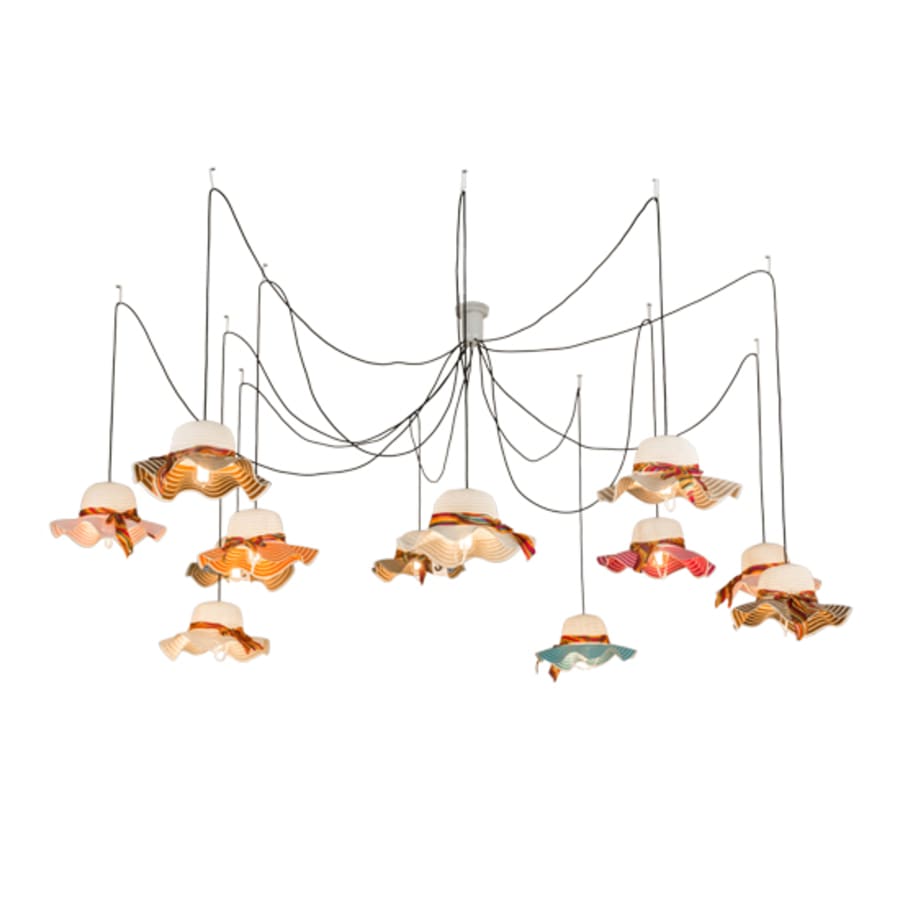 Meyda Tiffany Castiliolite Cappelli 12 Light Adjustable Width Abstract Multi Light Pendant
