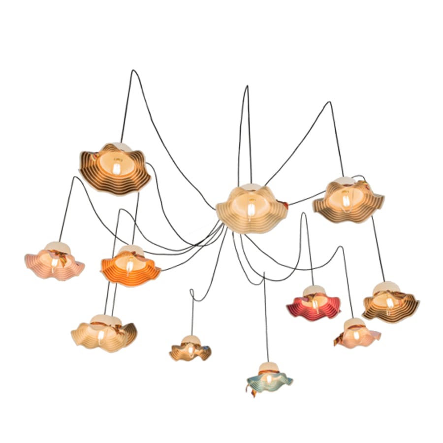 Meyda Tiffany Castiliolite Cappelli 12 Light Adjustable Width Abstract Multi Light Pendant