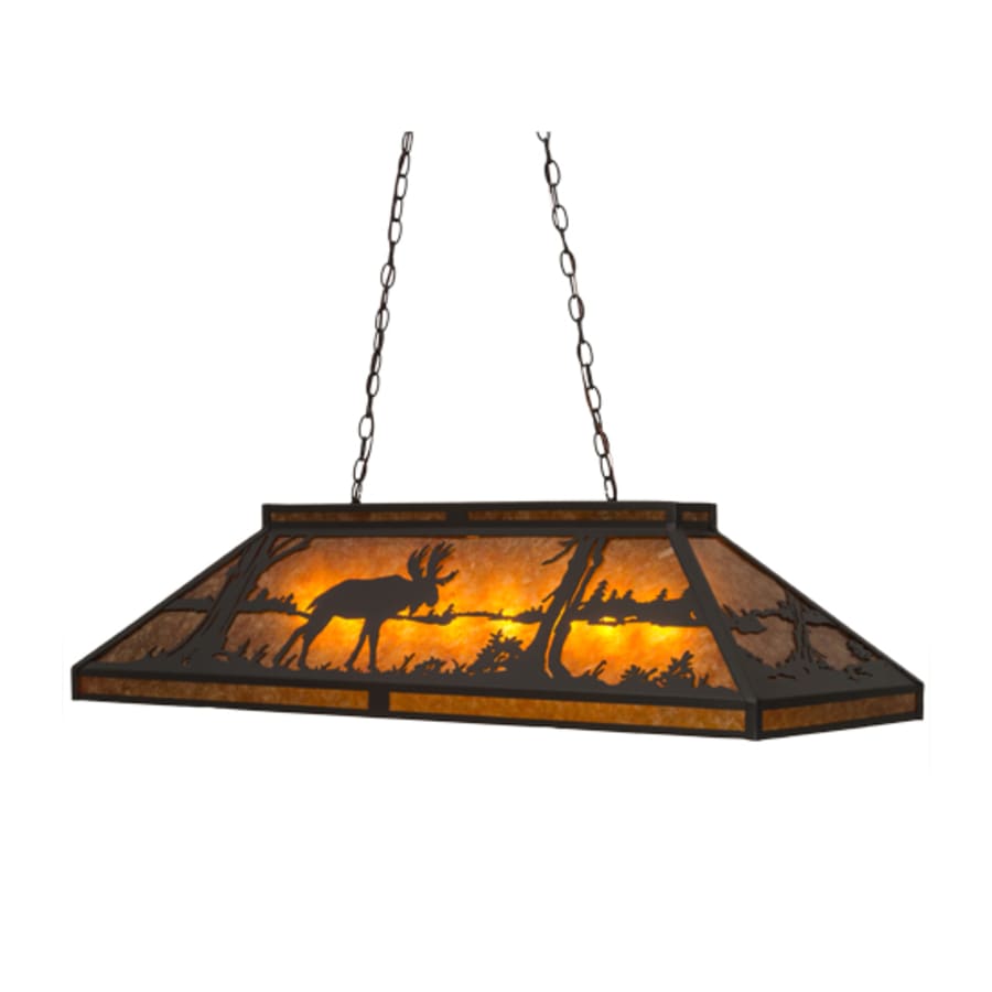 Meyda Tiffany Moose and Black Bear 9 Light 48" Wide Linear Pendant