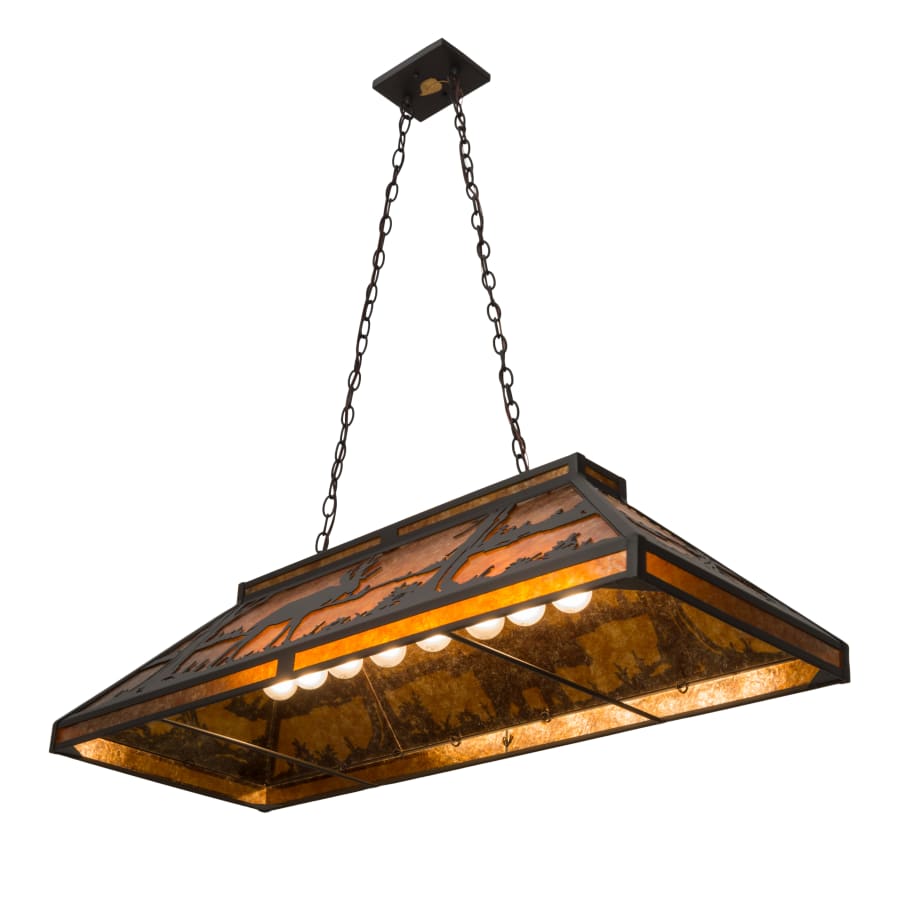 Meyda Tiffany Moose and Black Bear 9 Light 48" Wide Linear Pendant