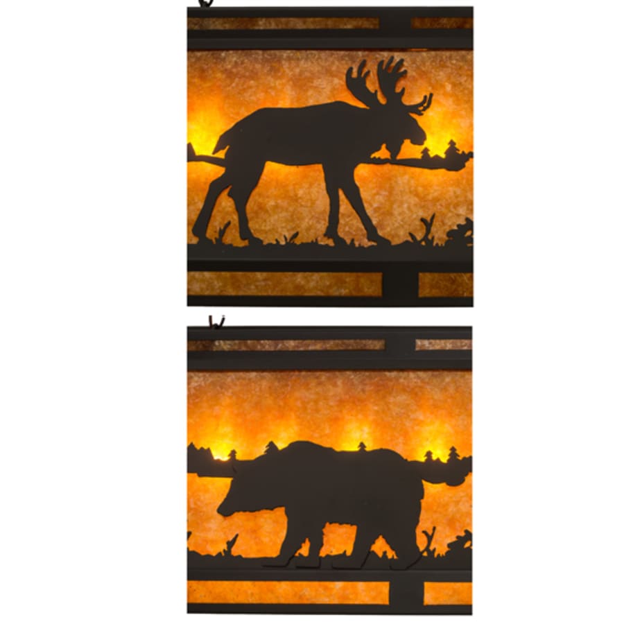 Meyda Tiffany Moose and Black Bear 9 Light 48" Wide Linear Pendant