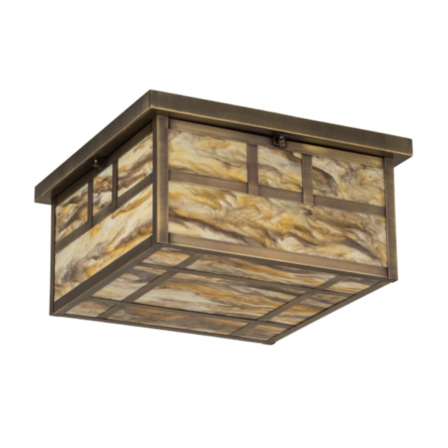 Meyda Tiffany Hyde Park Double Bar Mission 4 Light 29" Wide Flush Mount Square Ceiling Fixture