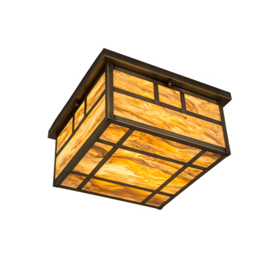 Meyda Tiffany Hyde Park Double Bar Mission 4 Light 29" Wide Flush Mount Square Ceiling Fixture