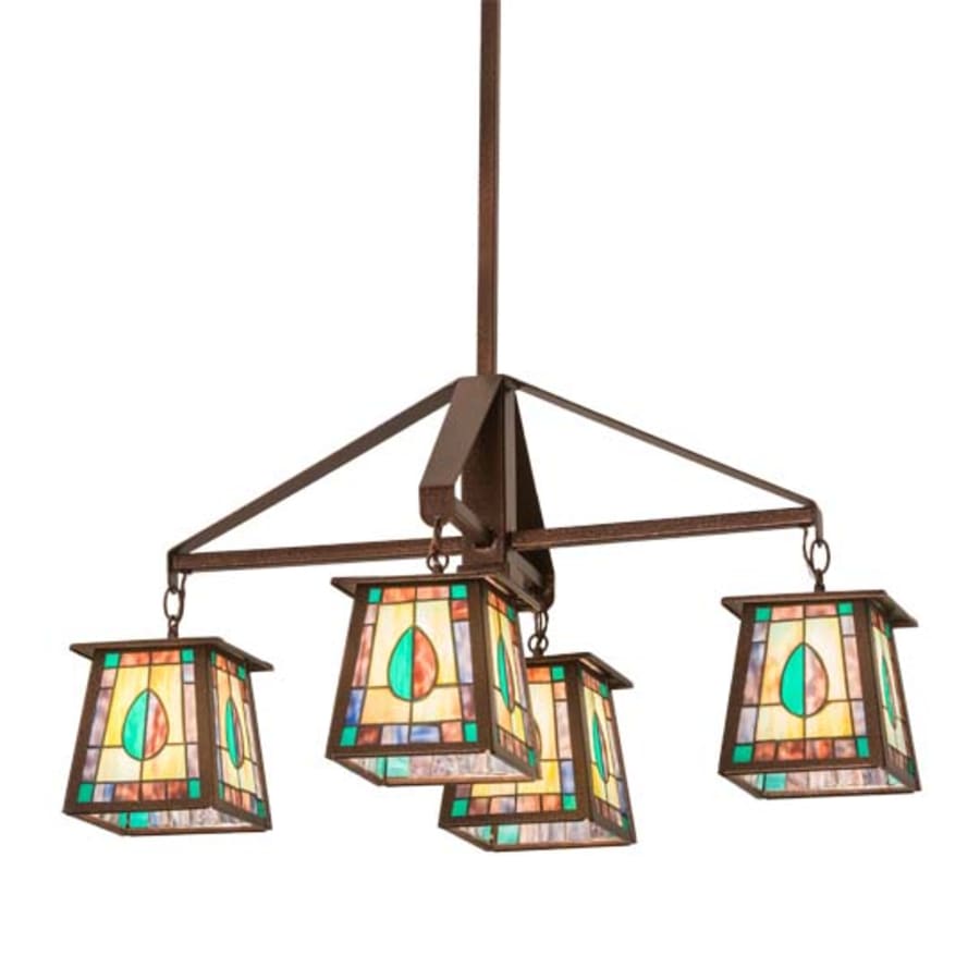Meyda Tiffany Long Mackintosh Leaf 4 Light 24" Wide Chandelier