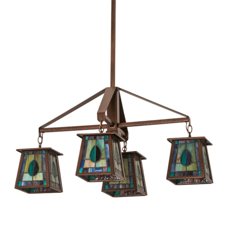 Meyda Tiffany Long Mackintosh Leaf 4 Light 24" Wide Chandelier