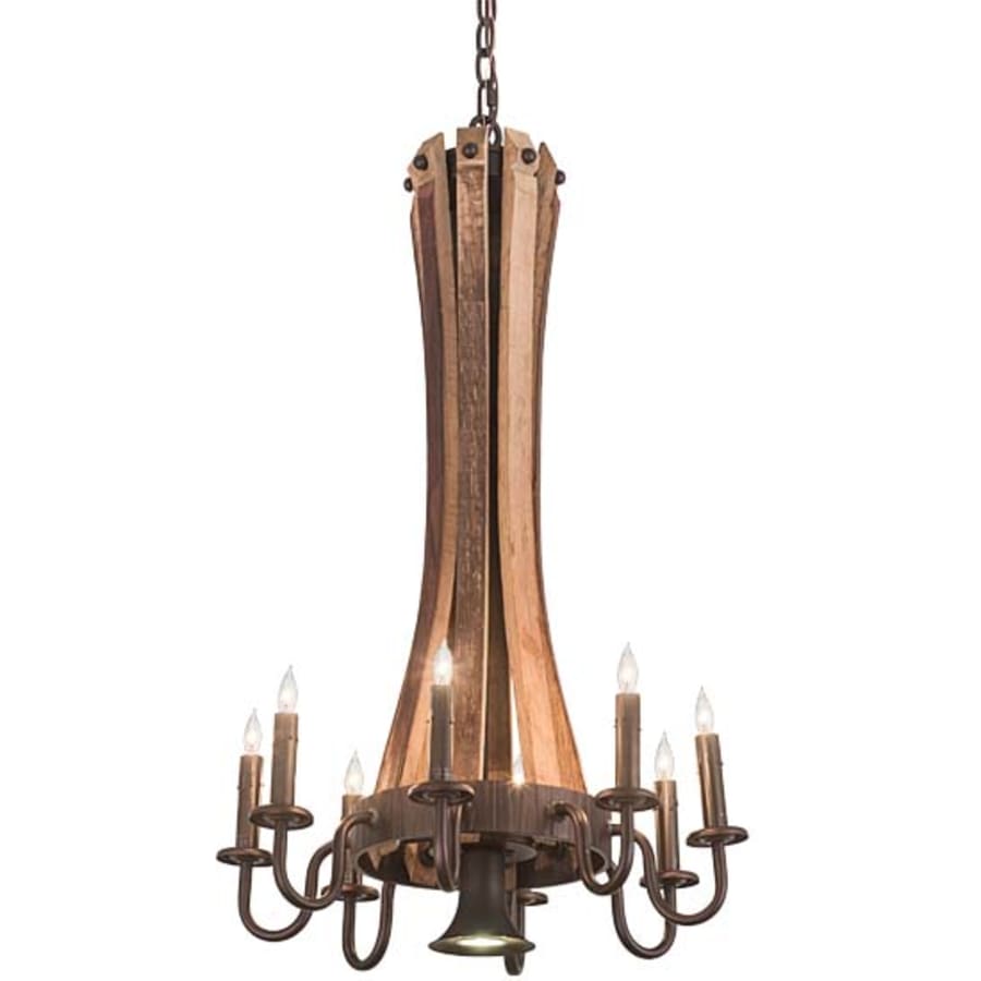 Meyda Tiffany Barrel Stave Madera 9 Light 20" Wide Taper Candle Style Chandelier