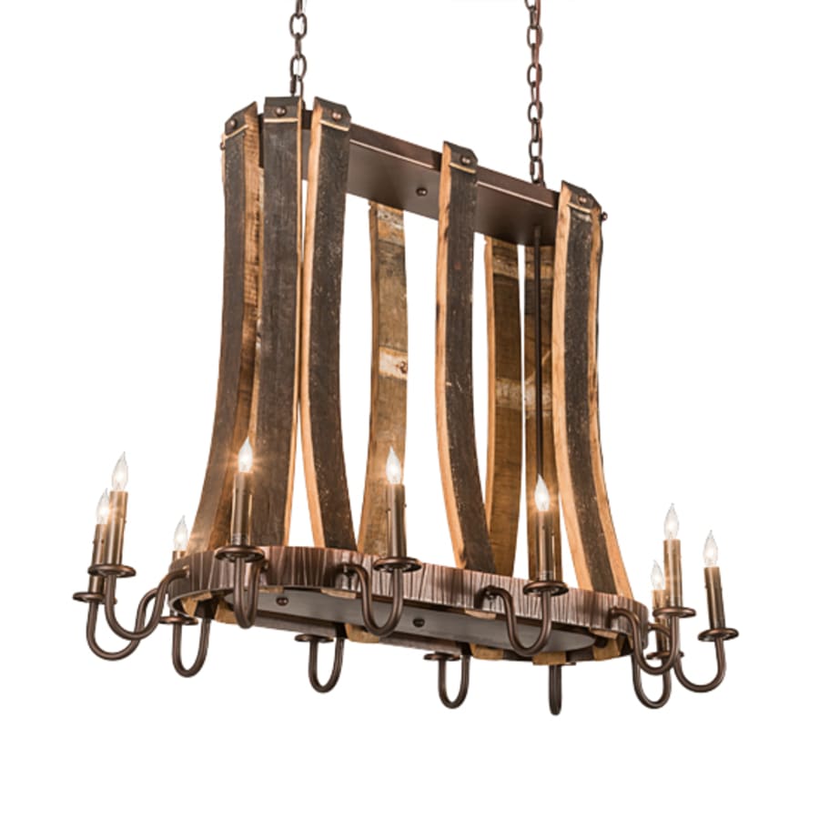 Meyda Tiffany Barrel Stave Madera 12 Light 40" Wide Taper Candle Linear Chandelier
