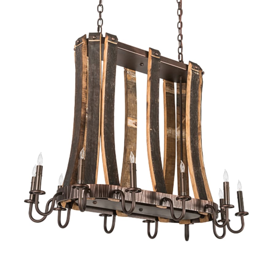 Meyda Tiffany Barrel Stave Madera 12 Light 40" Wide Taper Candle Linear Chandelier