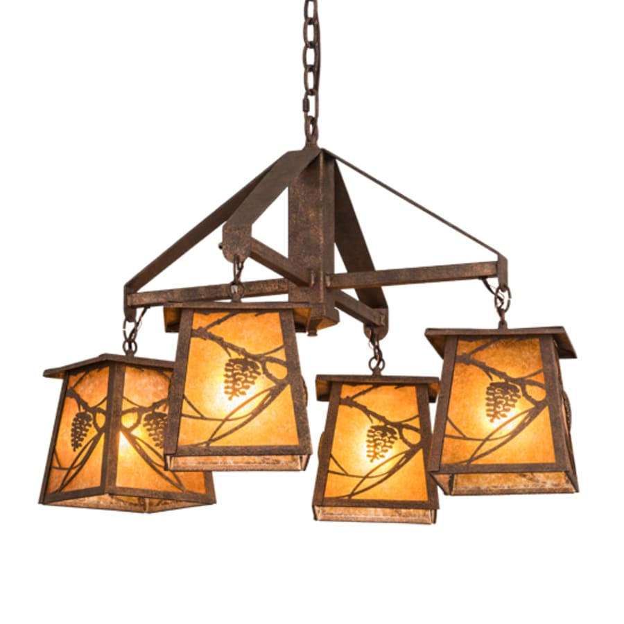 Meyda Tiffany Whispering Pines 4 Light 28" Wide Chandelier