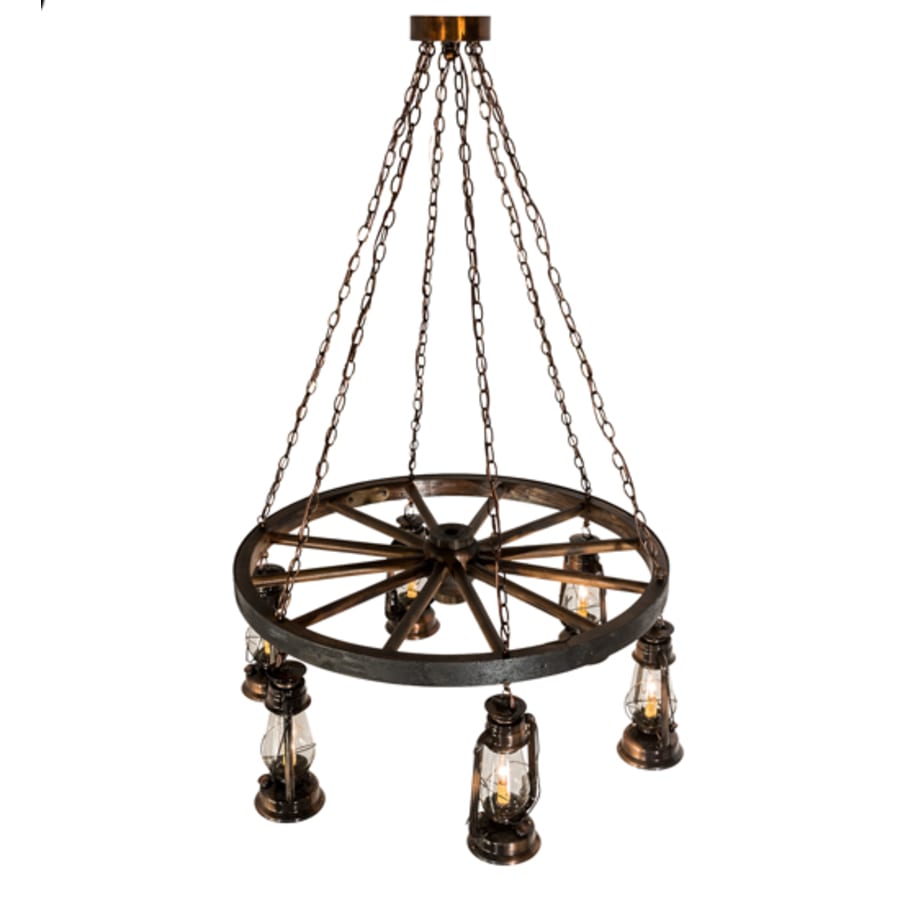 Meyda Tiffany Miners Lantern 6 Light 40" Wide Lantern Chandelier